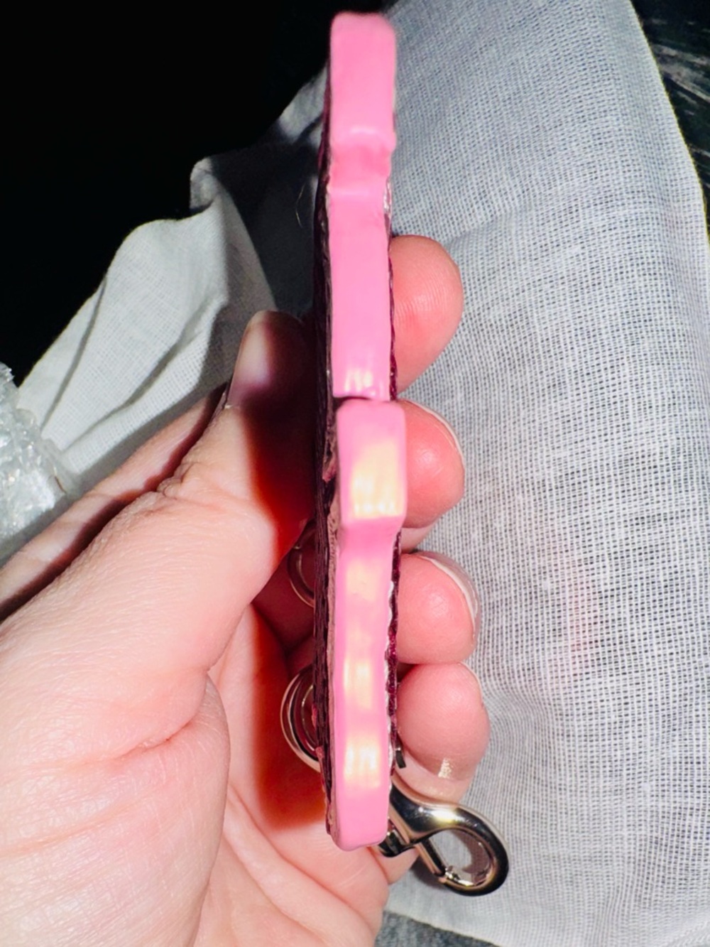 Coach Poppy Pig Bag Charm Keychain with Silver Hardware Pink Sequin - New in Bag - Picture 13 of 15